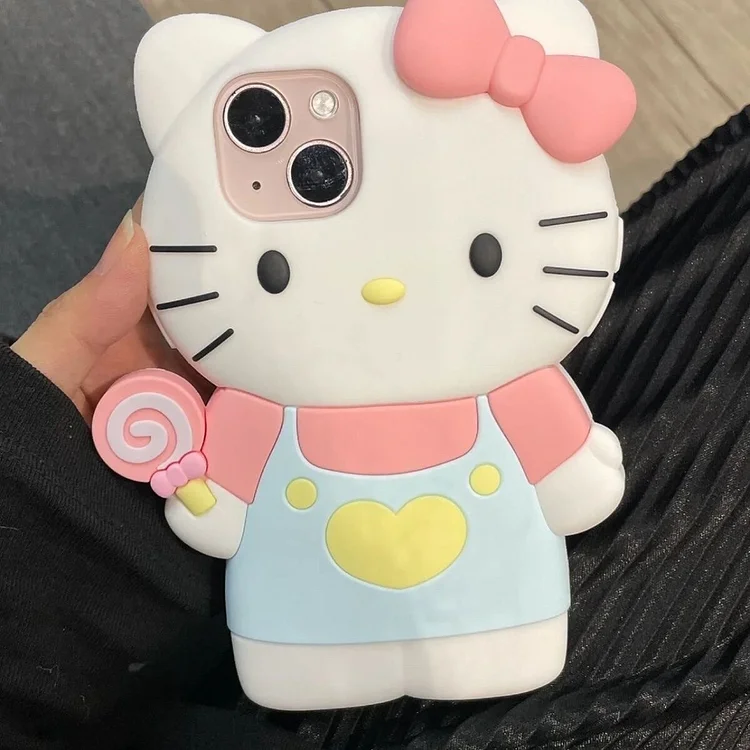 3D Cartoon Sanrio Hello Kitty Kuromi Silica gel Soft Phone Cases For iPhone 14 13 12 11 Pro Max XR XS MAX X Cover Y2k Girl Gift