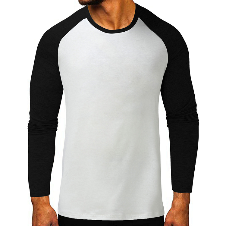 Contrast Cotton Long Sleeve O-Neck Men's T-Shirts