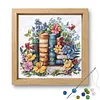 Flowers Books Partial 11CT DIY Beaded Cross Stitch Kits for Beginners Adults Home Wall Decor Cross Stitch Art and Crafts Kits 36x36cm tapestrymarket
