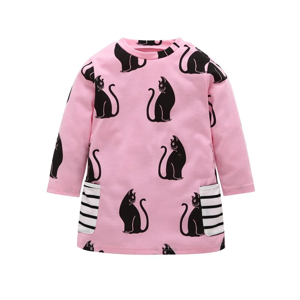 1-7 Years Kids Girl Dress Toddler Baby Long Sleeve Dresses Summer Children Clothing Girls Cotton Princess Dress Kid Tops Outfits