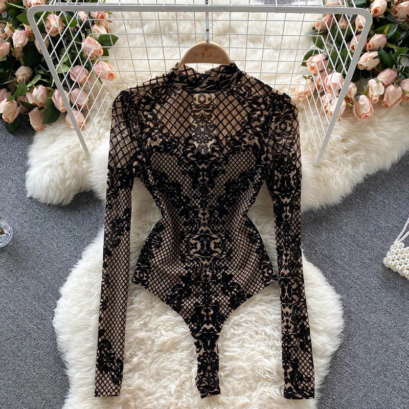 Aiertu Women Sexy Backless Rompers Fashion Korean Bodycon Jumpsuits New Summer Chic Streetwear Flocking Slim Bodysuit Aiertu