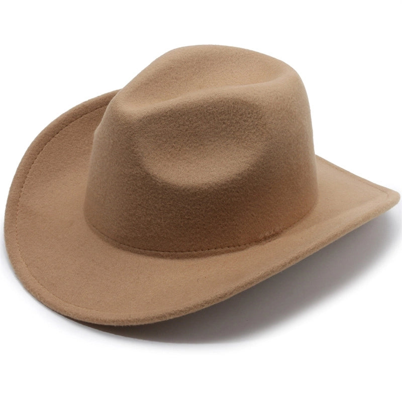 Spring And Summer Style Woolen Cloth Cowboy Hat Men And Women Couples Ethnic Style Roll-up Hat Sunshade Hat Jazz Hat