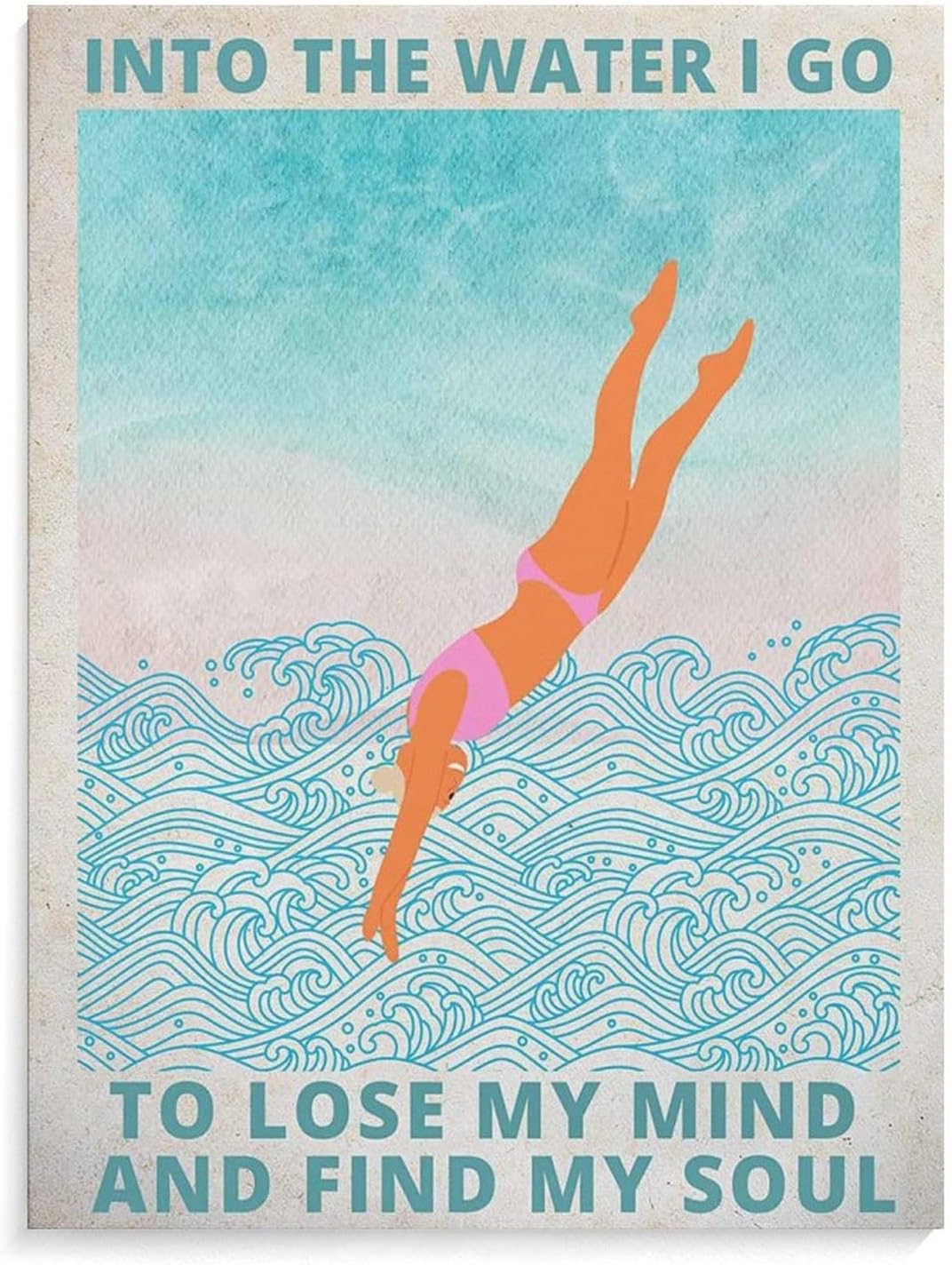 Summer Swim Beach Ocean Decoration Aesthetic Posters Boho Summer Swim Gift Wall Art Paintings Canvas Wall Decor Home Decor Living Room Decor Aesthetic 8x10inch(20x26cm) Unframe-Style