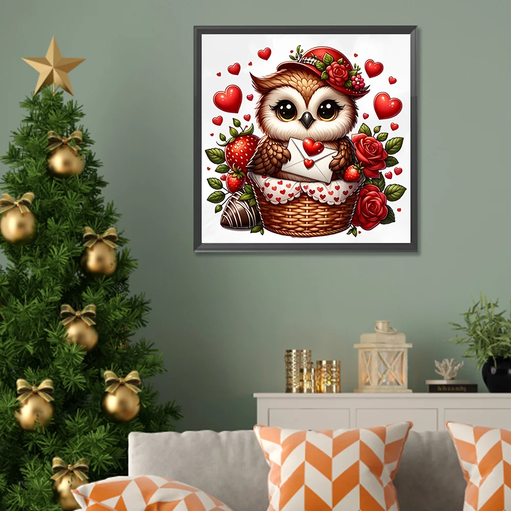 Diamond Painting - Full Round Drill - Love Owl(Canvas|30*30cm)
