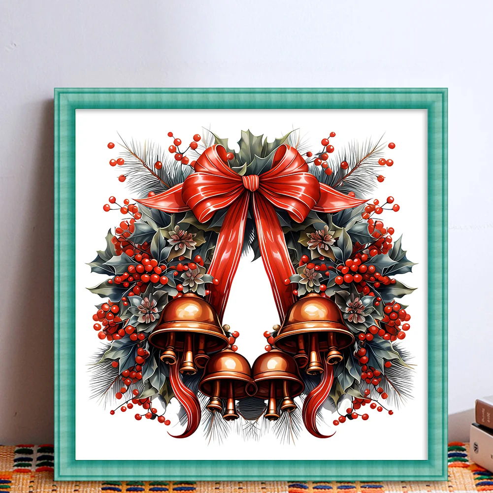 DIY Stamped Cross Stitch 18CT Full Embroidery 30*30cm - Christmas Wreath