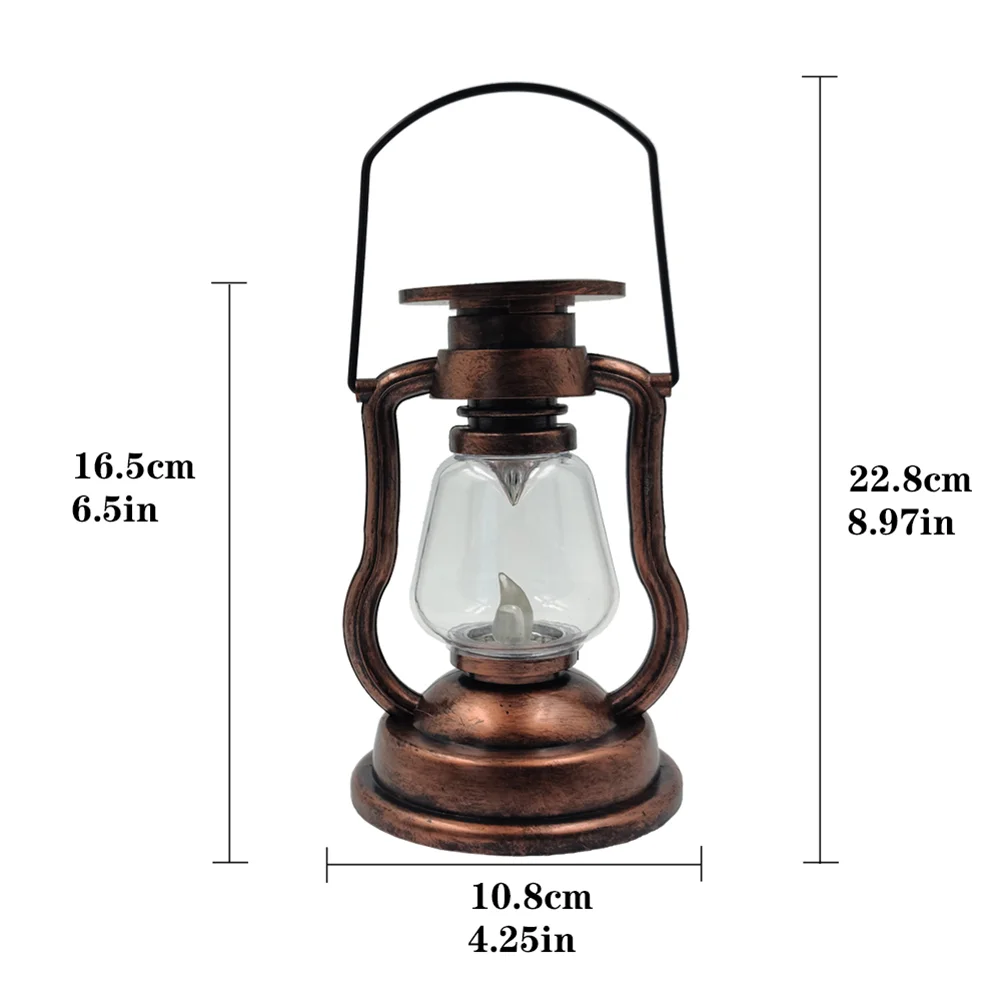 Solar Powered Retro Classic Kerosene Lamp Portable LED Lantern Light (B)