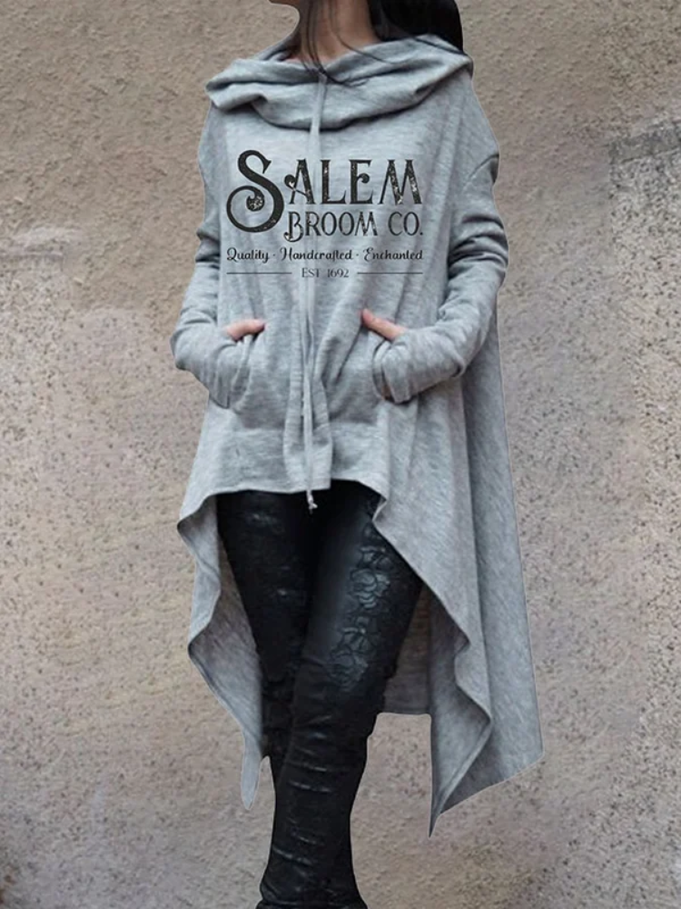 Fashion Print Irregular Long Sleeve Sweatshirt wearshes