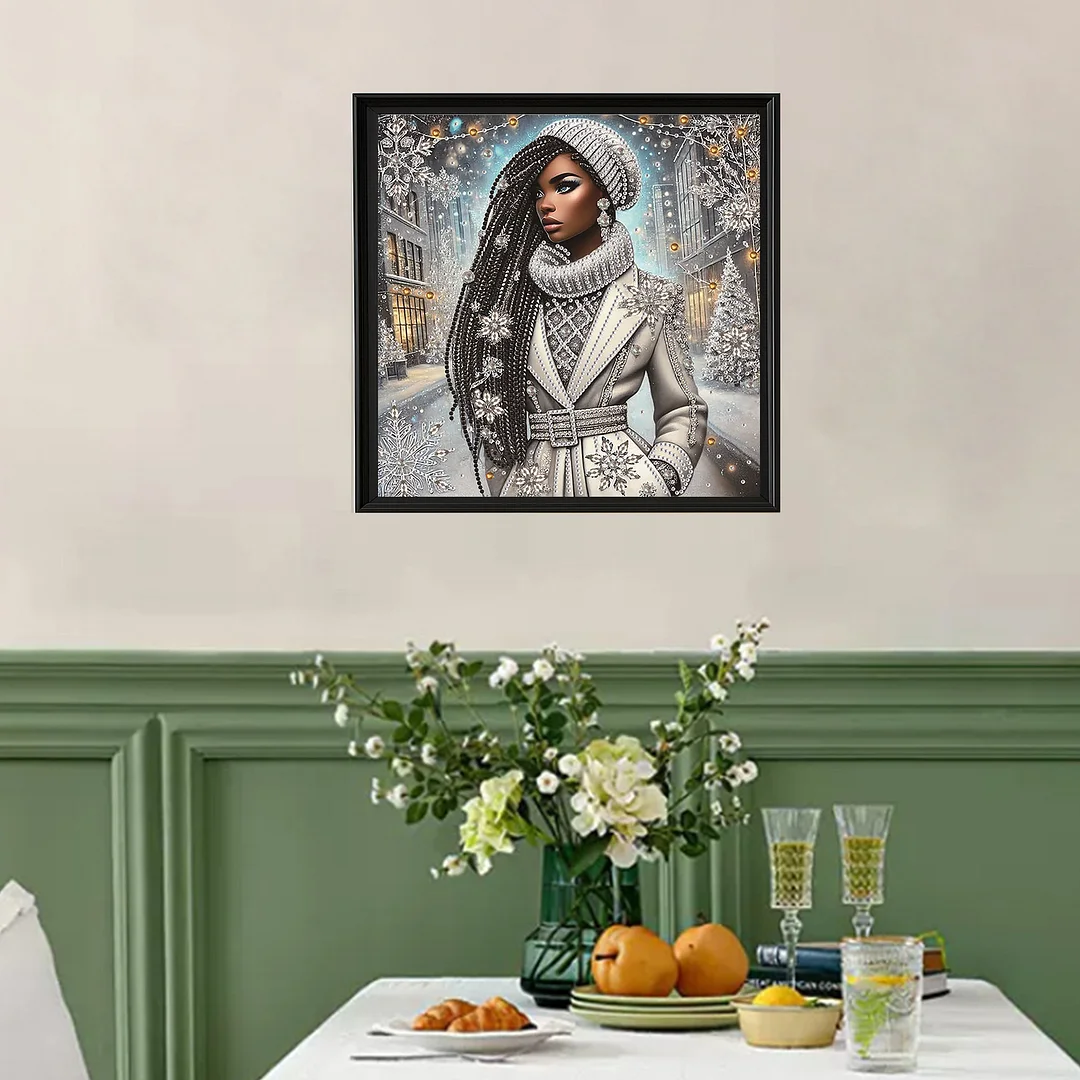 Diamond Painting - Partial Special Shaped Drill - Winter Black Beauty(Canvas|30x30cm)