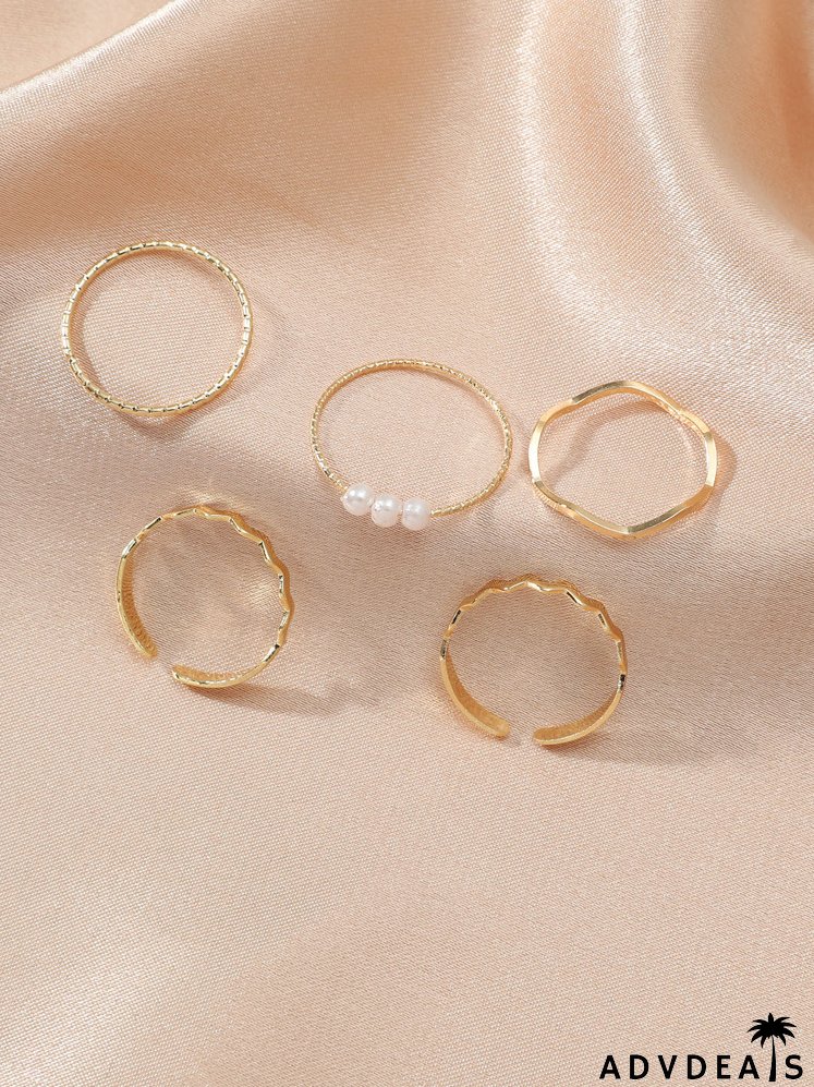 5pcs Faux Pearl Decor Ring