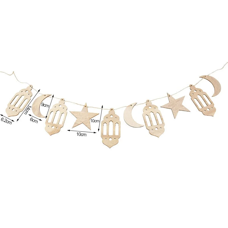 Wooden EID Mubarak Decoration Ramadan Mubarak Ornaments Islamic Muslim Pendant Eid Al Adha Party Supplies Ramadan Kareem Gifts