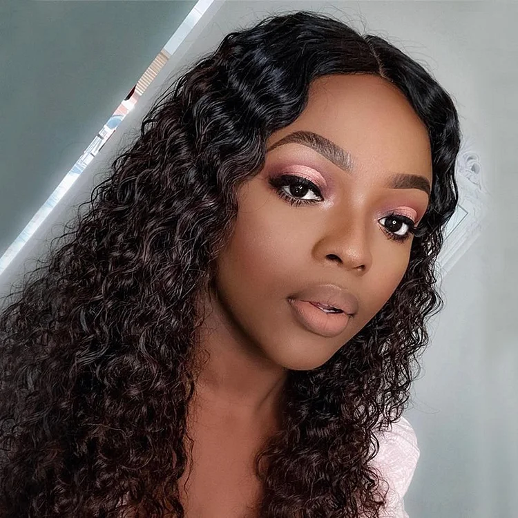 Water Wave U Part Lace Front Human Hair Wigs-elleschic