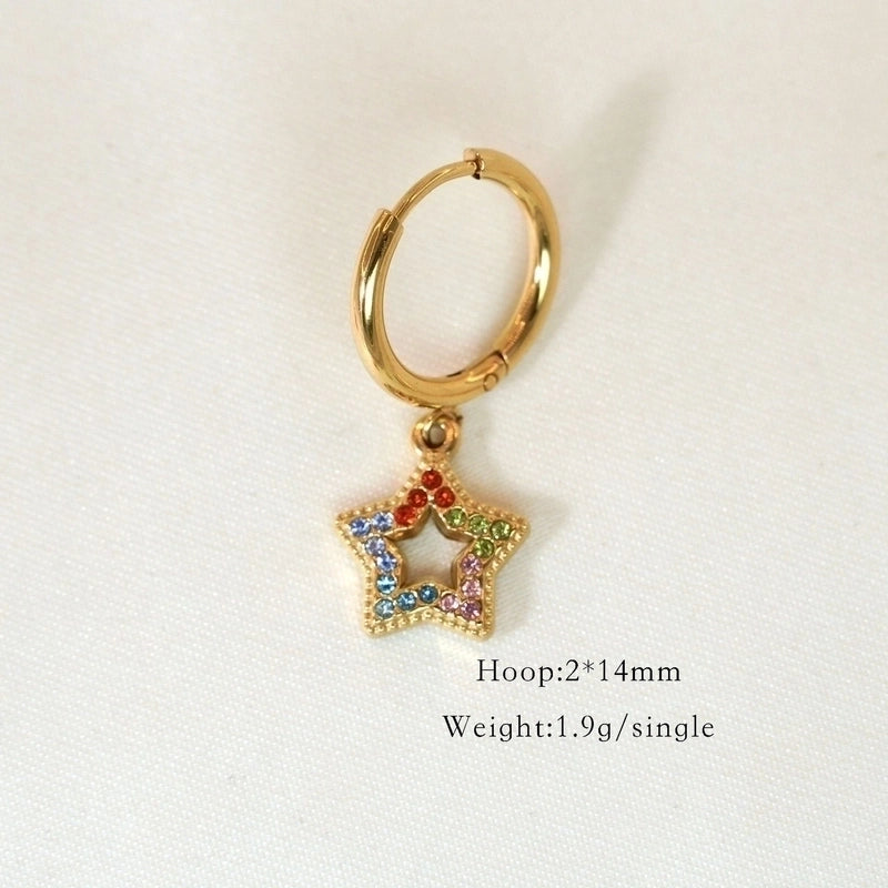 1 Pair Minimalist Cross Devil’s Eye Moon 304 Stainless Steel Drop Earrings