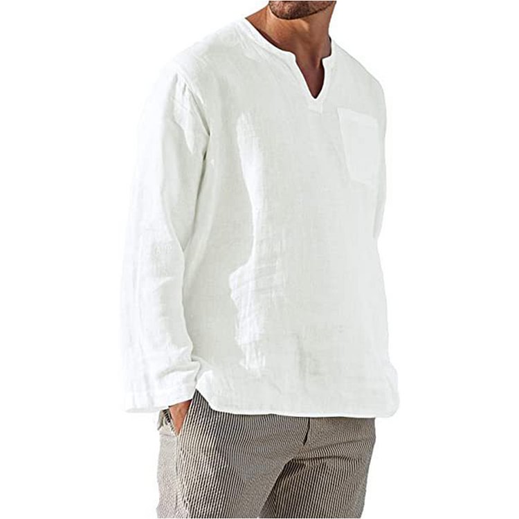 Gioiacombo™ Camicie a maniche lunghe in lino casual da uomo di vendita calda
