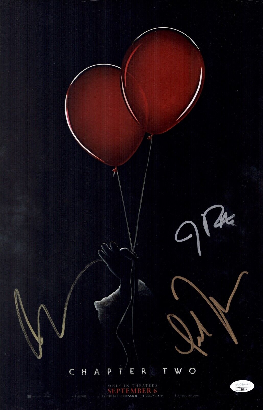 IT CHAPTER TWO Cast X3 Signed 11x17 Photo Poster painting IN PERSON Autograph JSA COA