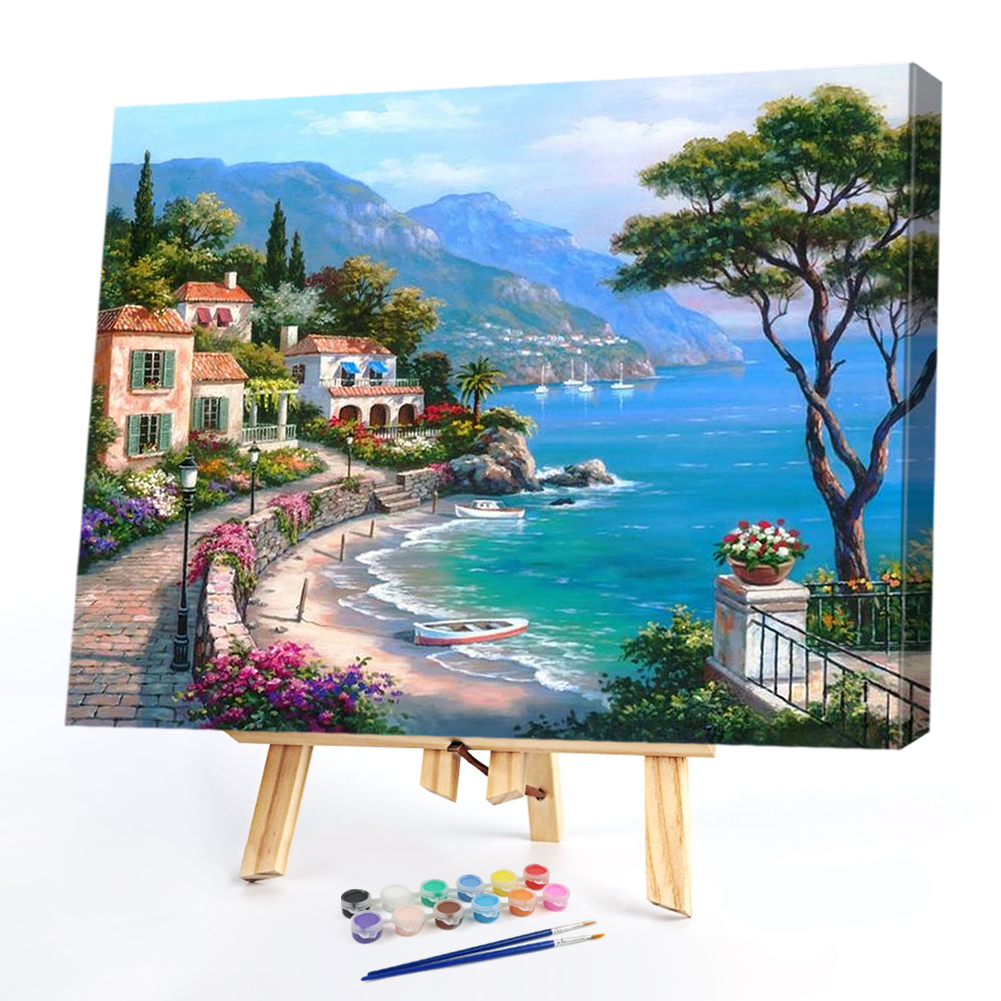 

50*40CM - Paint By Numbers - Town Beside Sea, 501 Original