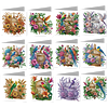 12Pcs Birdcage DIY Diamond Painting Greeting Card Kit for Adults Holiday Gifts