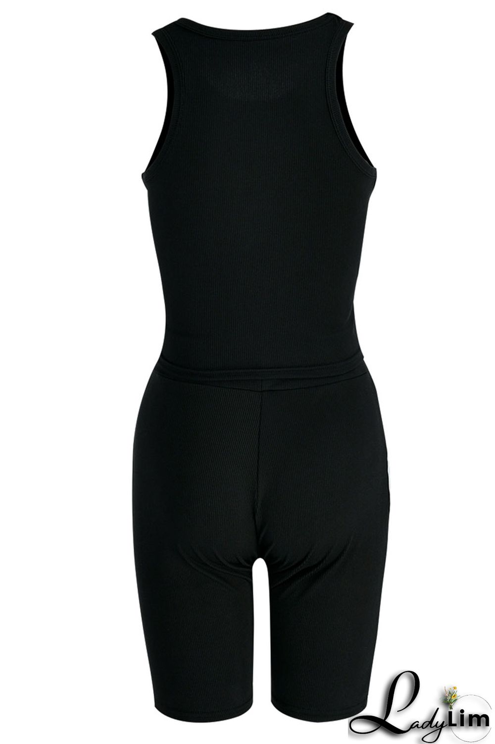 Blue Casual Solid Split Joint O Neck Sleeveless Two Pieces