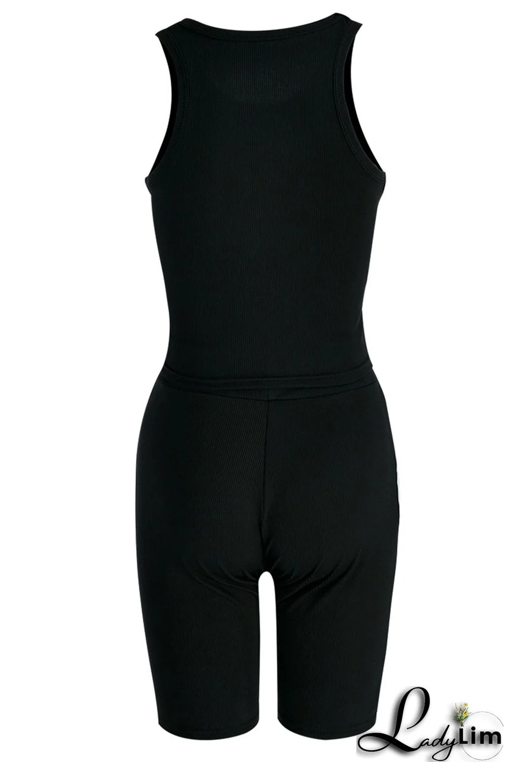 Blue Casual Solid Split Joint O Neck Sleeveless Two Pieces