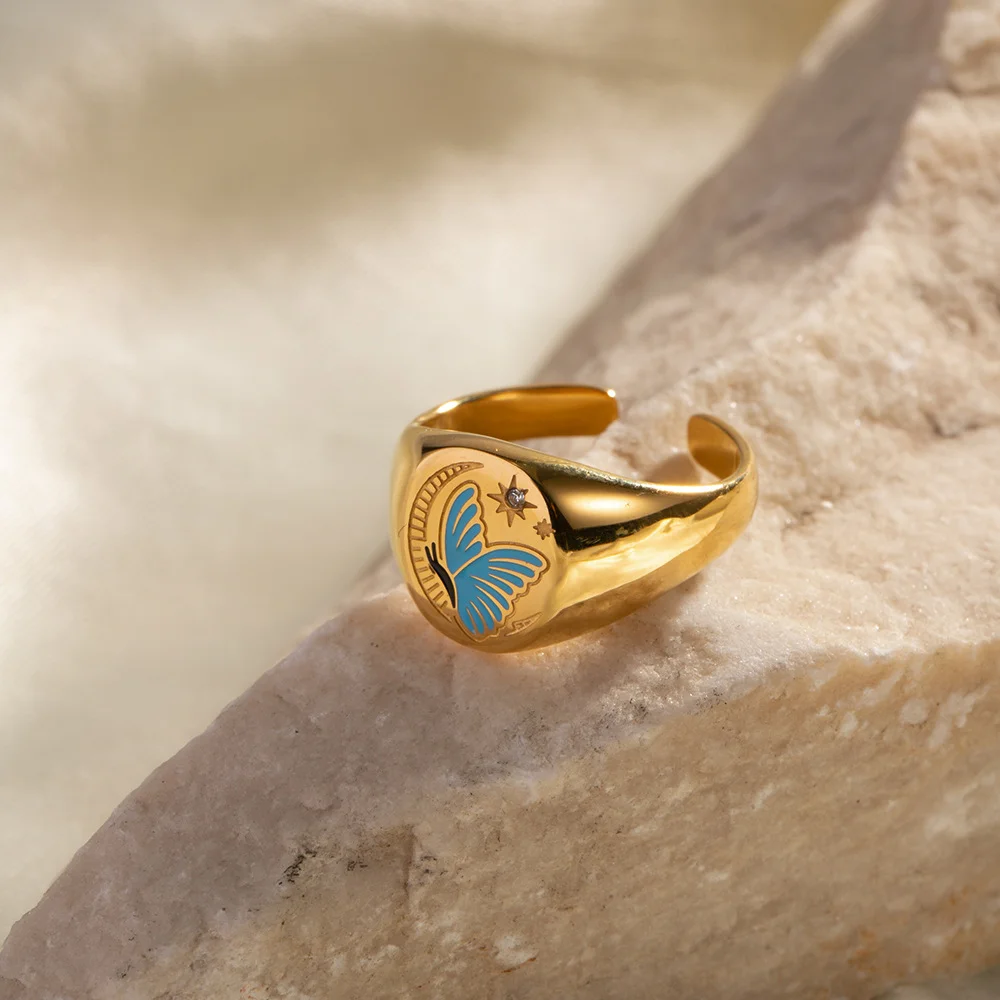 Blue Butterfly Rings