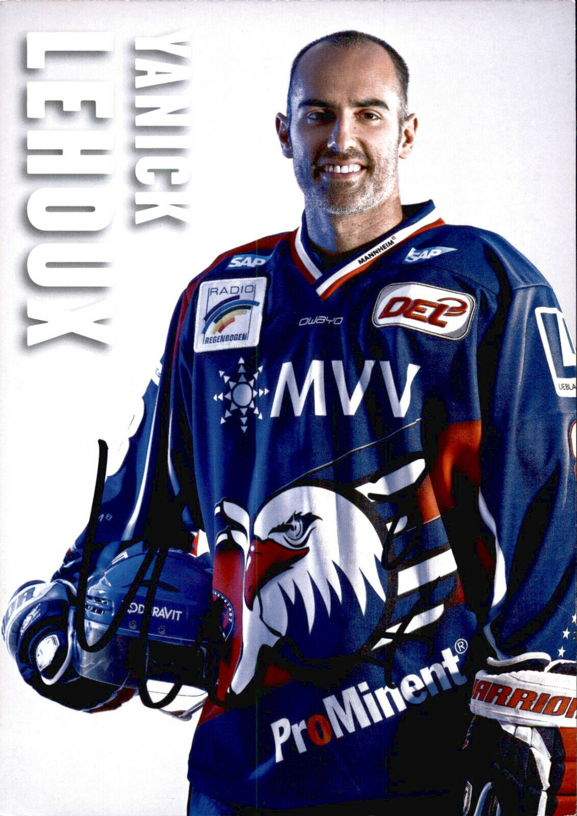 Yanick Lehoux SIGNED 4.25 X 5.87 TEAM POST card 12/13 DIE ADLER MANNHEIM