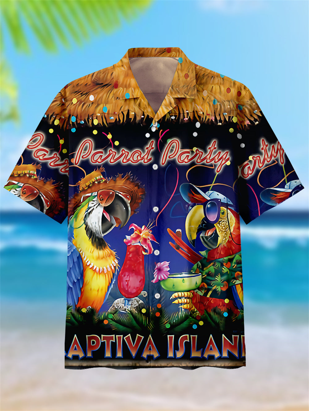 Men's Hawaiian Tiki Head Party Cuban Collar Shirt PLUSCLOTHESMAN