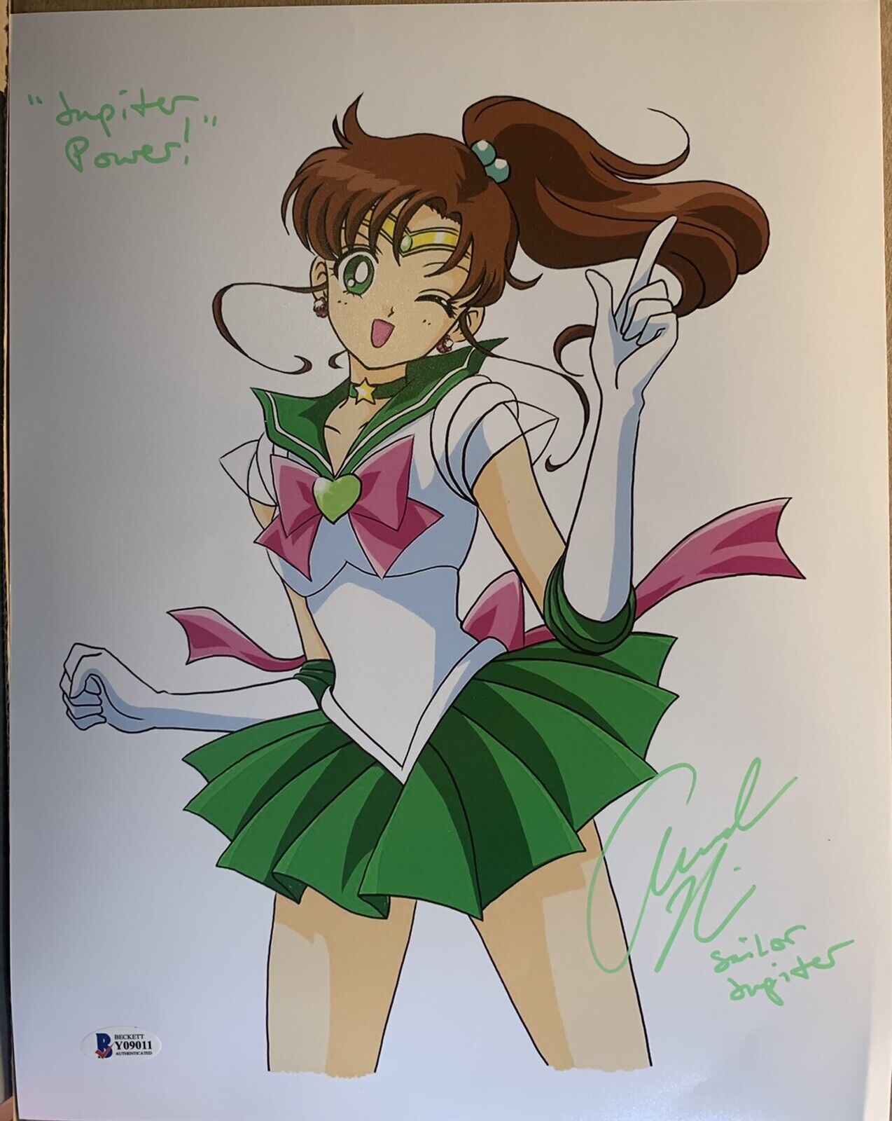 Sailor Jupiter signed 11x14 Amanda Miller Sailor Moon Beckett D4