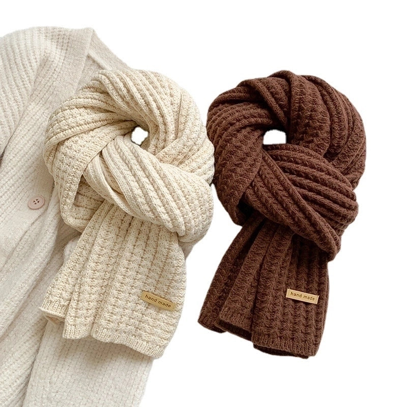 Women's Minimalist Solid Color Knit Winter Scarves