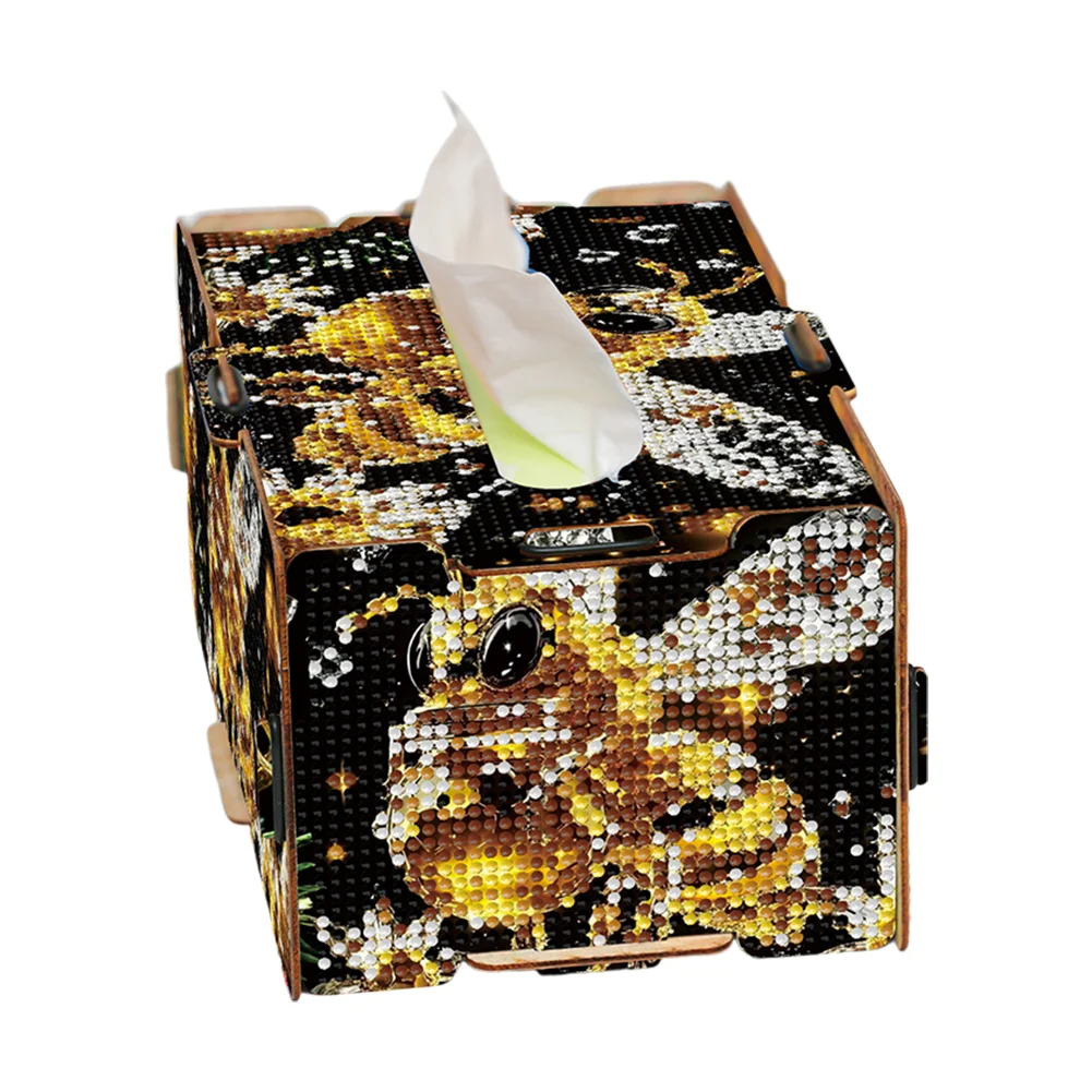 Diamond Painting Tissue Box Kits Decorative Rhinestone Craft Kit (Golden Bee)