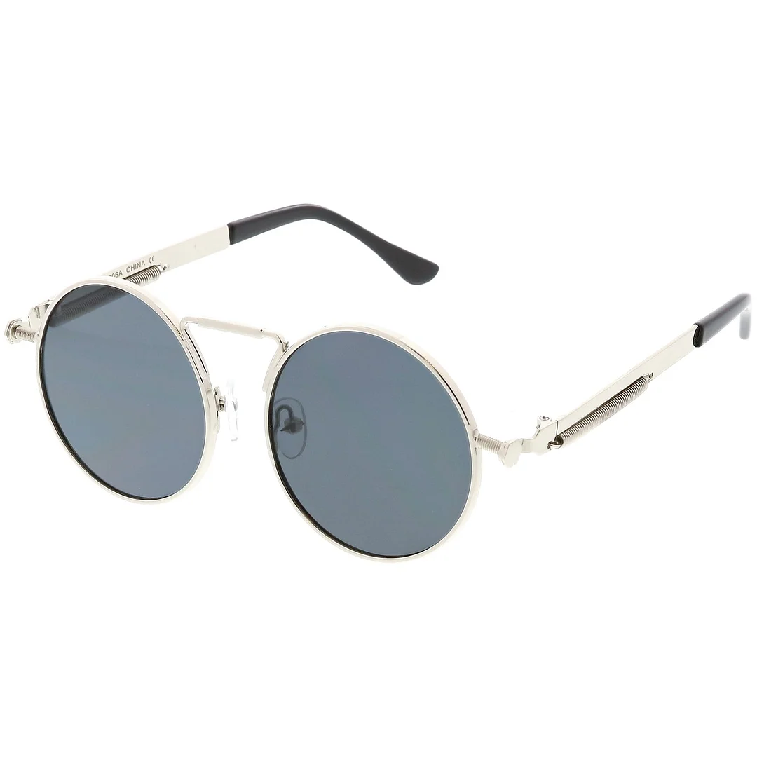 Modern Steampunk Circle glasses Unique Nose Piece Flat Lens 49mm