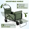 [US Local Warehouse] 2-in-1 Wagons Carts Foldable 440lbs Capacity Folding Chair Cart with All-Terrain Wheels Beach Wagon for  Sports Garden Camping (Green)
