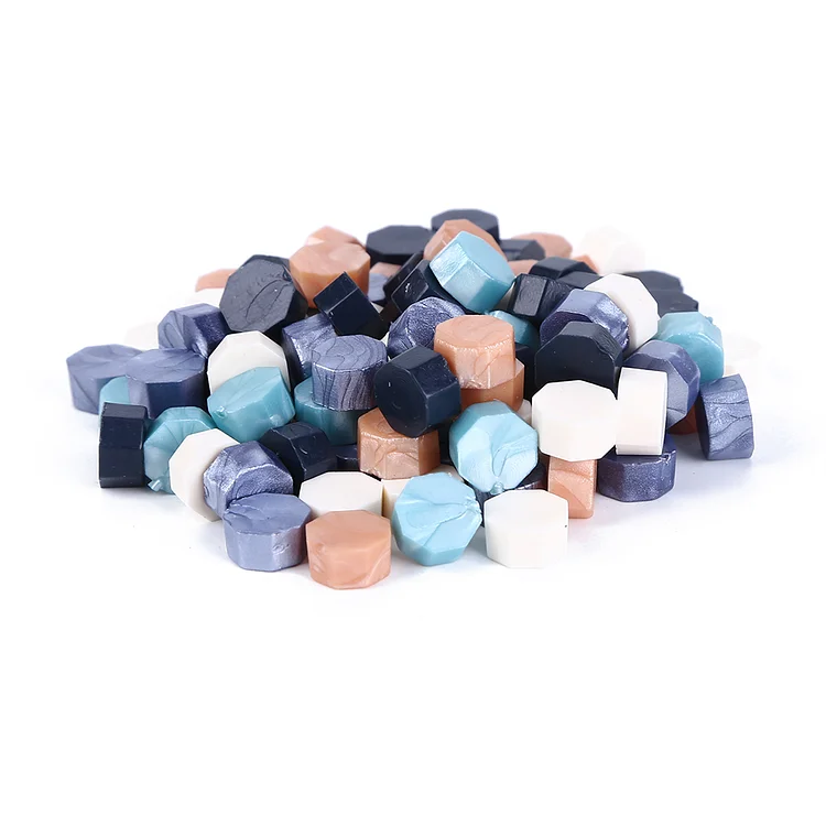 100 Pieces Octagon Wax Beads Mixed Color Retro Decor for Wedding Post Card (37)