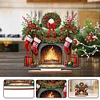Diamond Painting Wooden Red Wreath Stocking Tabletop Ornament Kit
