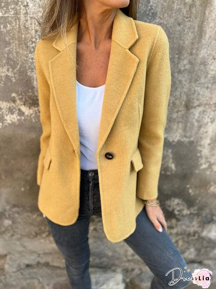Casual Summer Pockets Mid-weight Statement Long sleeve Shawl Collar Cotton-Blend Jacket for Women