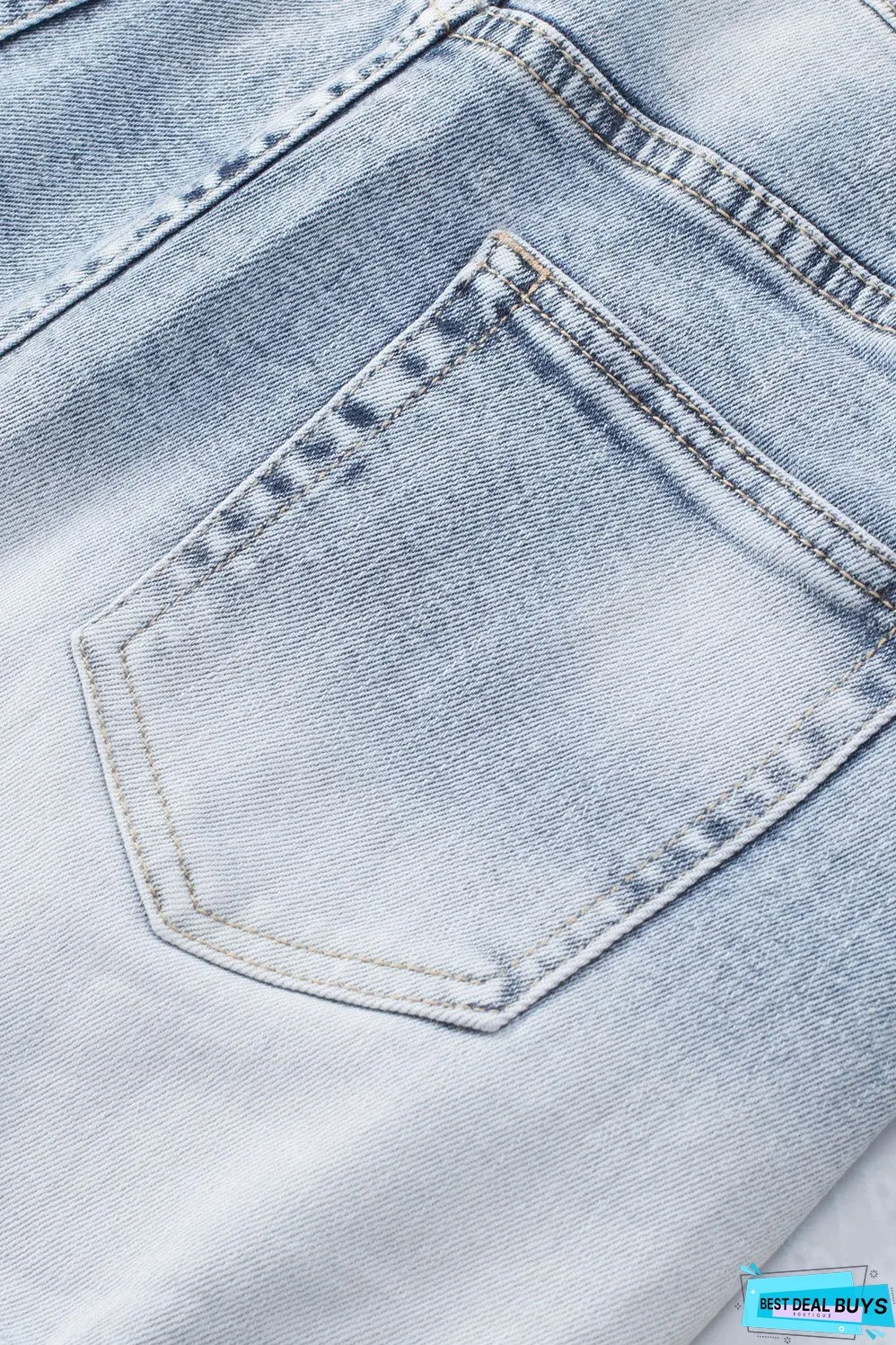 Bleached Wash Distressed Denim Shorts
