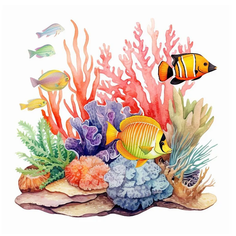 Underwater World Coral Fish 40*40CM (Canvas) Full Round Drill Diamond Painting gbfke