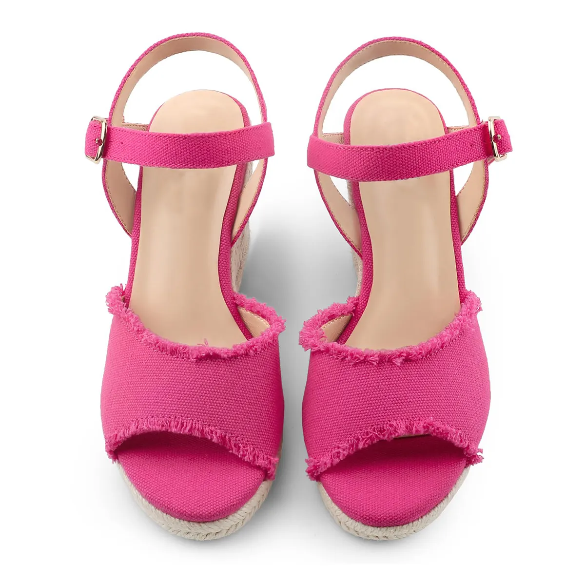 115mm/4.5" Women's Fashion Platform Espadrille Wedge Heels Ankle Strap Sandals-vocosishoes