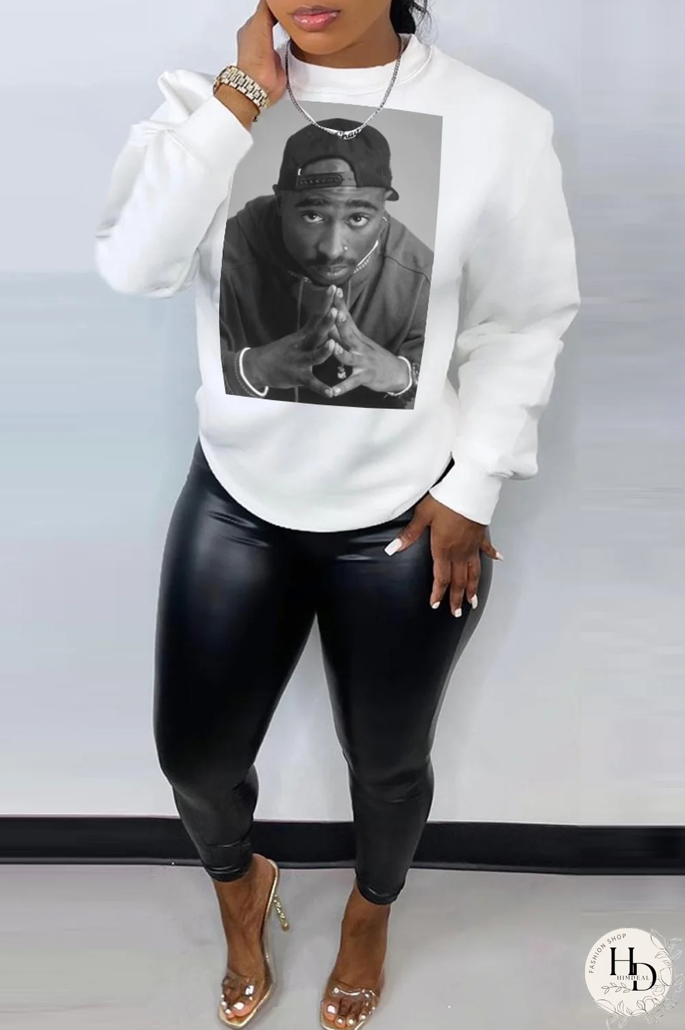 Grey Street Sportswear Print Patchwork O Neck Tops