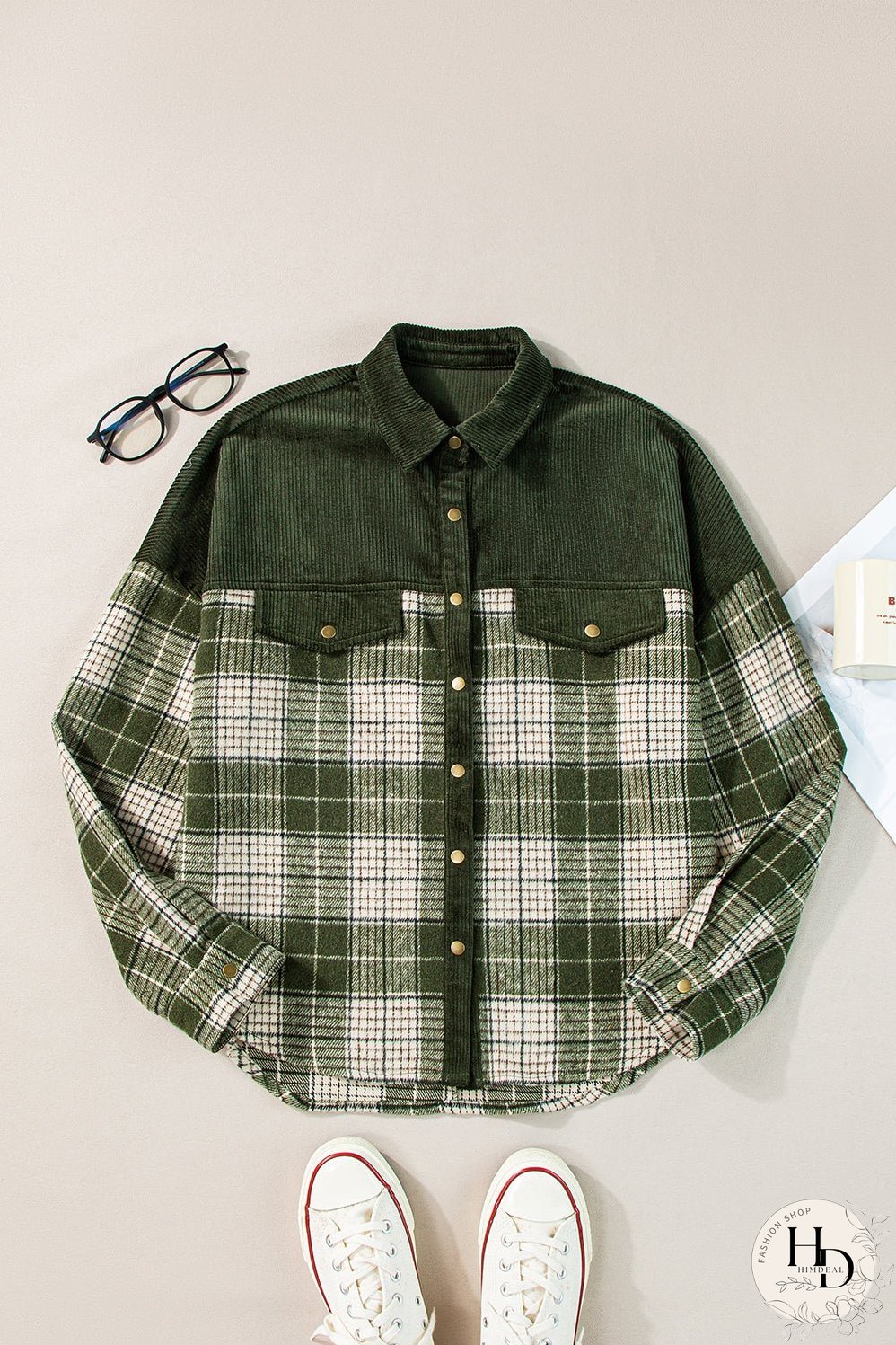 Plaid Zip-Up Hooded Coat with Pockets