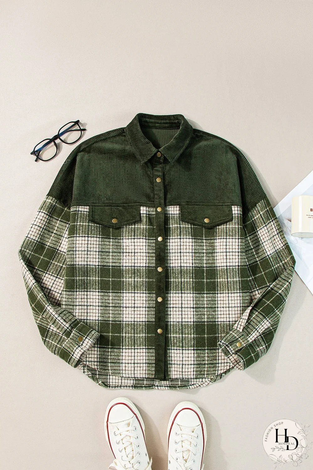 Plaid Zip-Up Hooded Coat with Pockets
