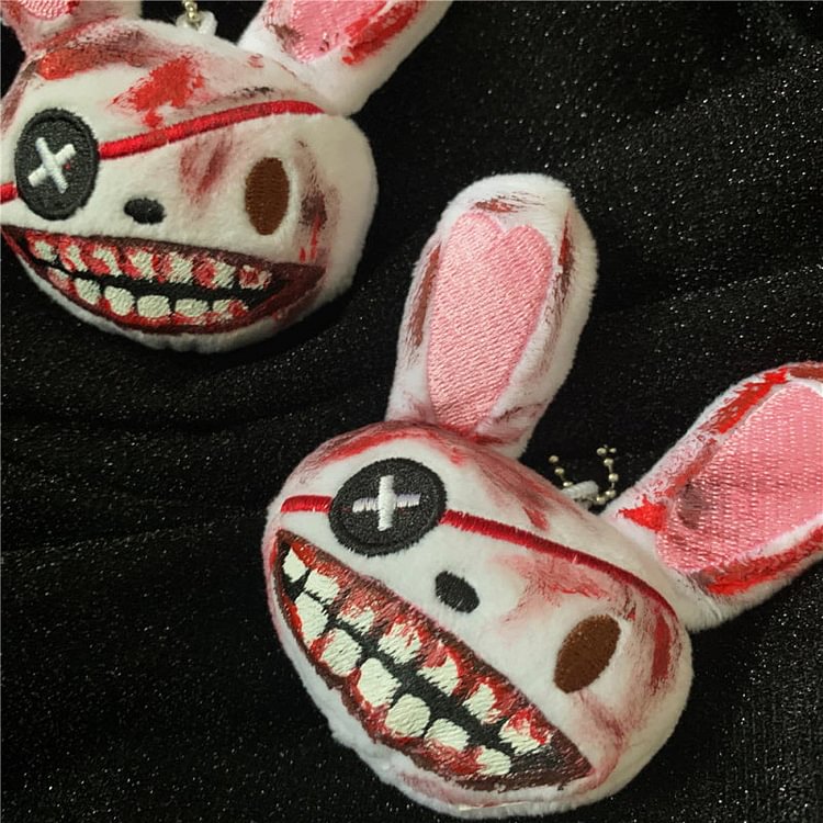 Goth Bloody Rabbit Plush Keychain - Gotamochi Kawaii Shop, Kawaii Clothes