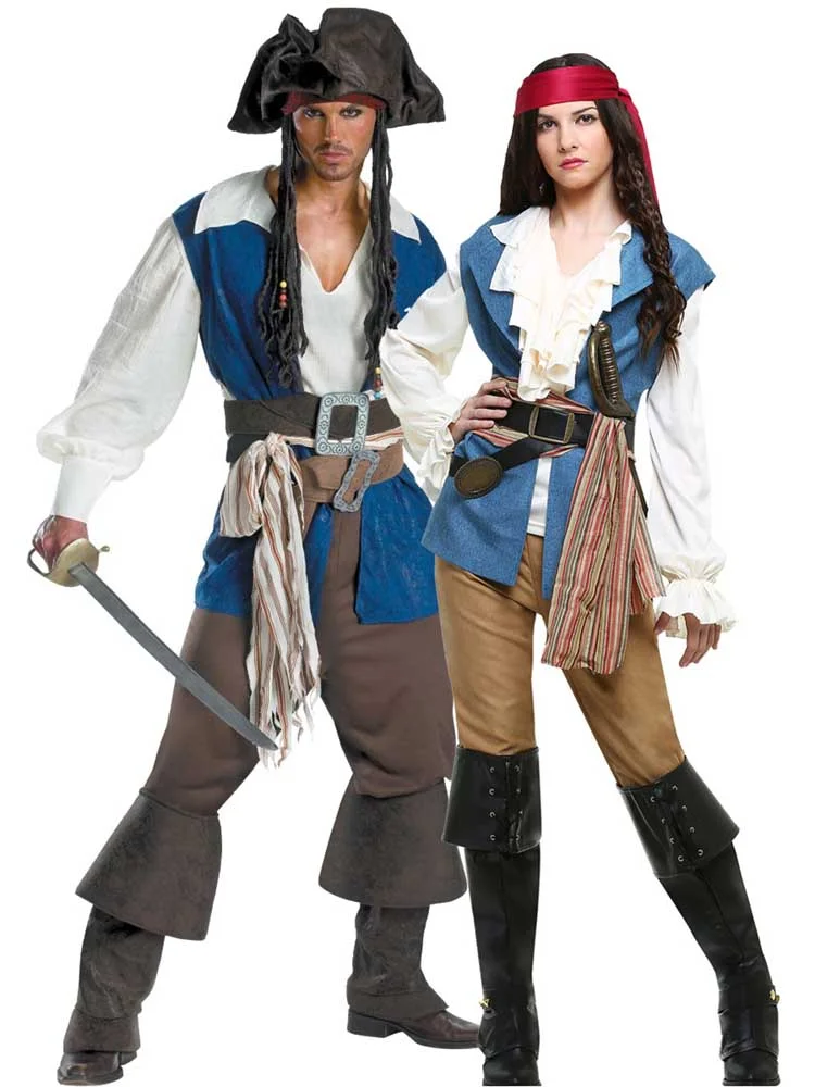 Fancy Women's Captain Jack Sparrow Pirate Halloween Costume Blue-elleschic