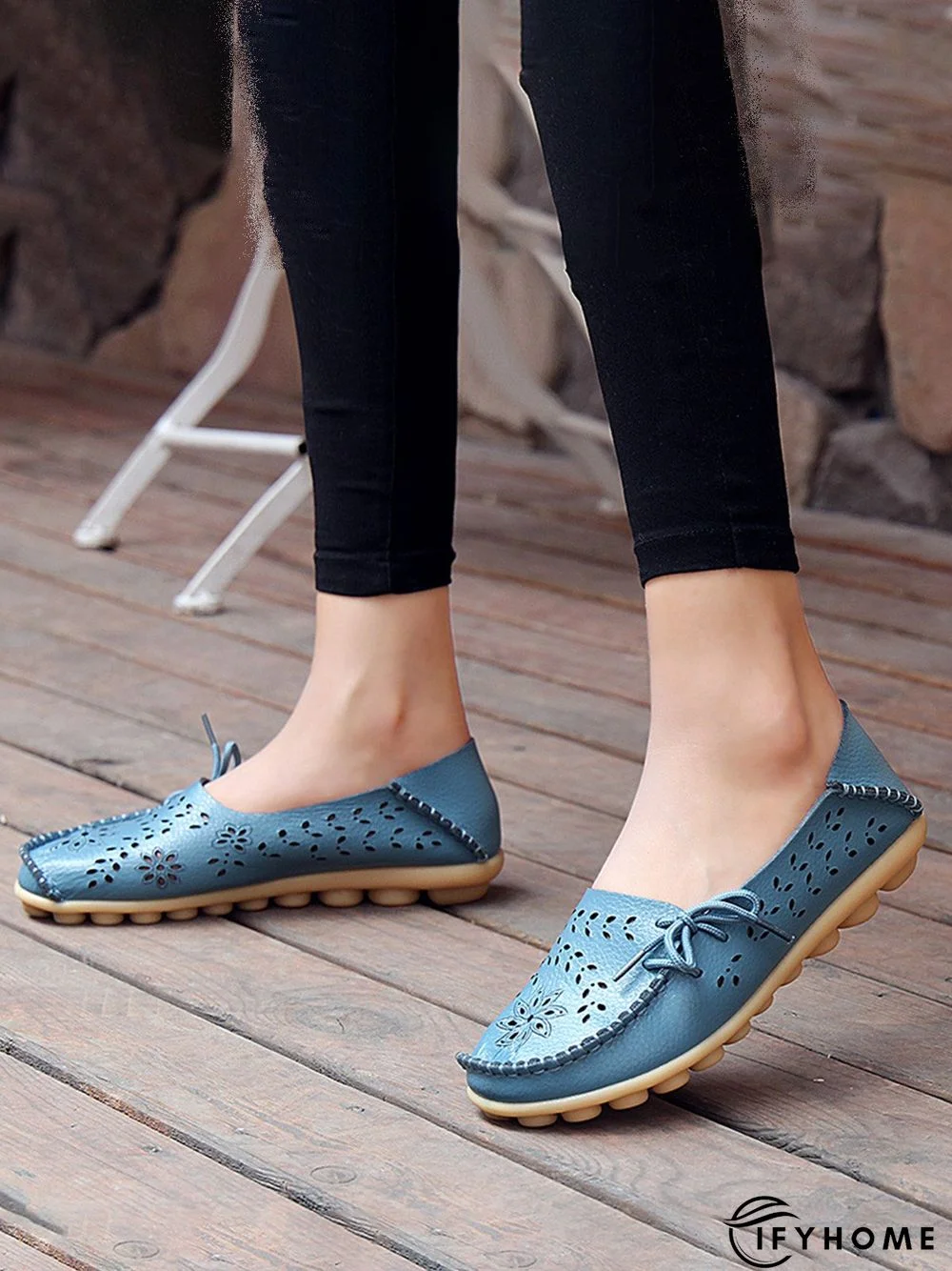 Cowhide Hollow Lace-up Portable Shoes | IFYHOME