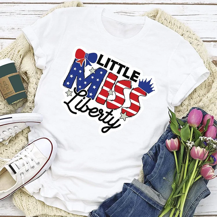 Little Miss Liberty American   T-shirt Tee - 02068-Annaletters