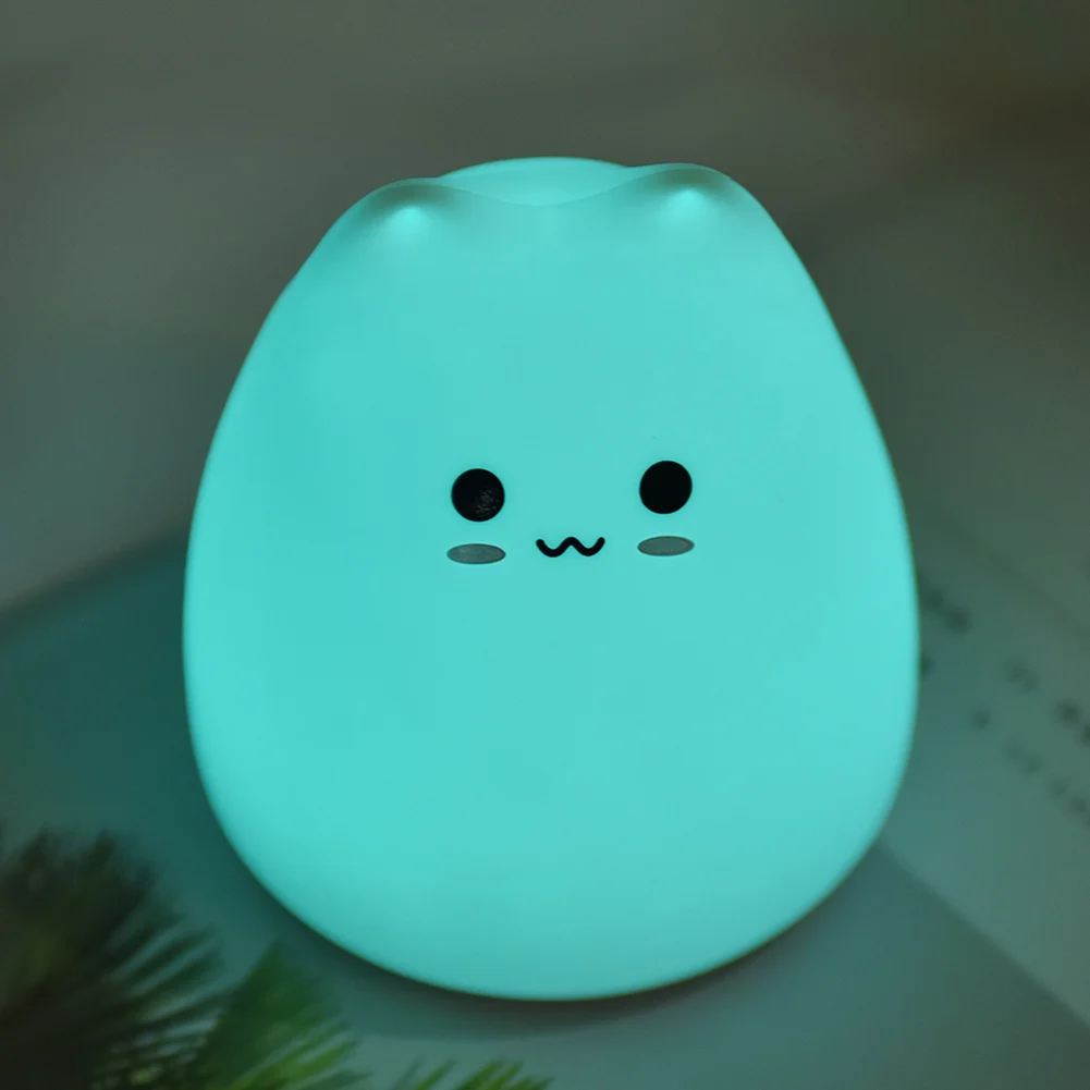 Cute 7 Color LED Night Light Soft Silicone Cat Pat Lamp Kids Gifts (Cute)