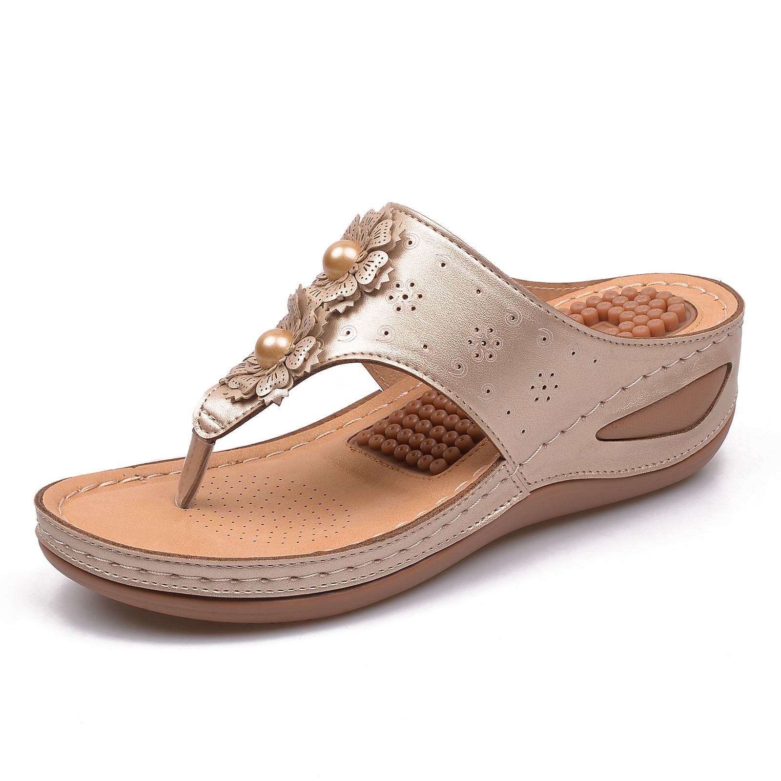 Women's Shoes Summer Arch Support Beach Sandals Massage Function Flip Flops | ARKGET