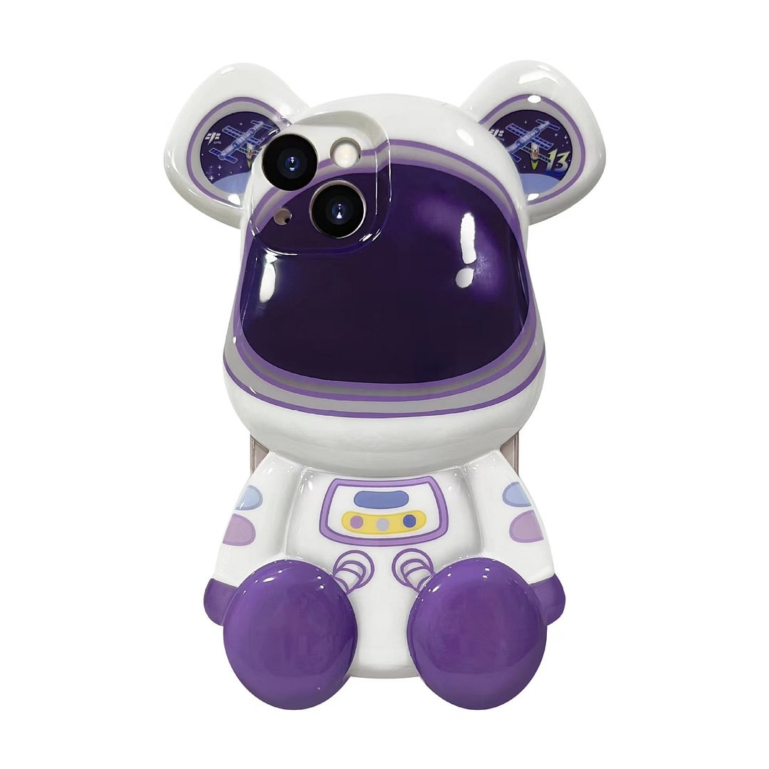 3D Toy Purple Astronaut Bear Phone Case
