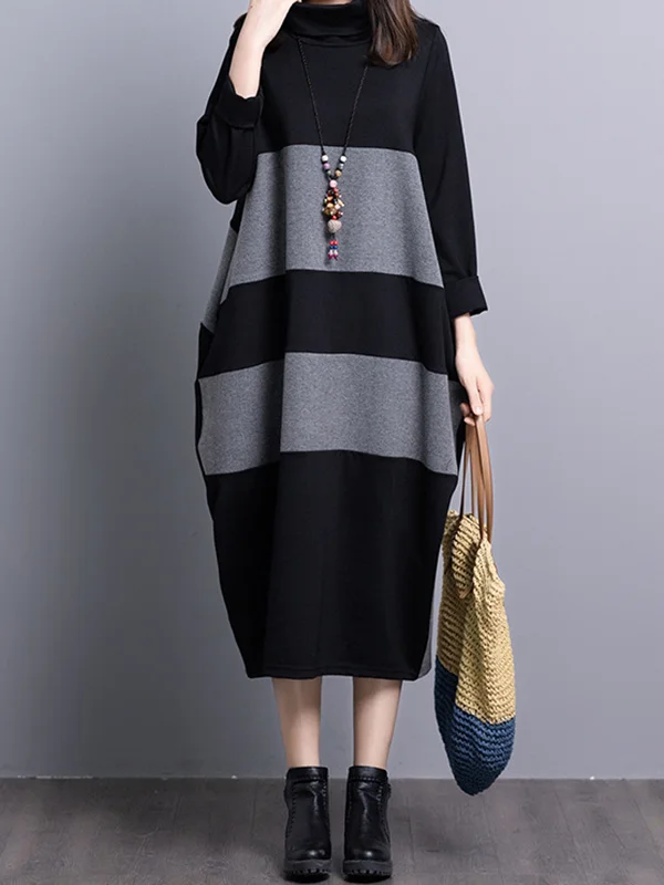 Simple Matching Color Loose Dress - yankia