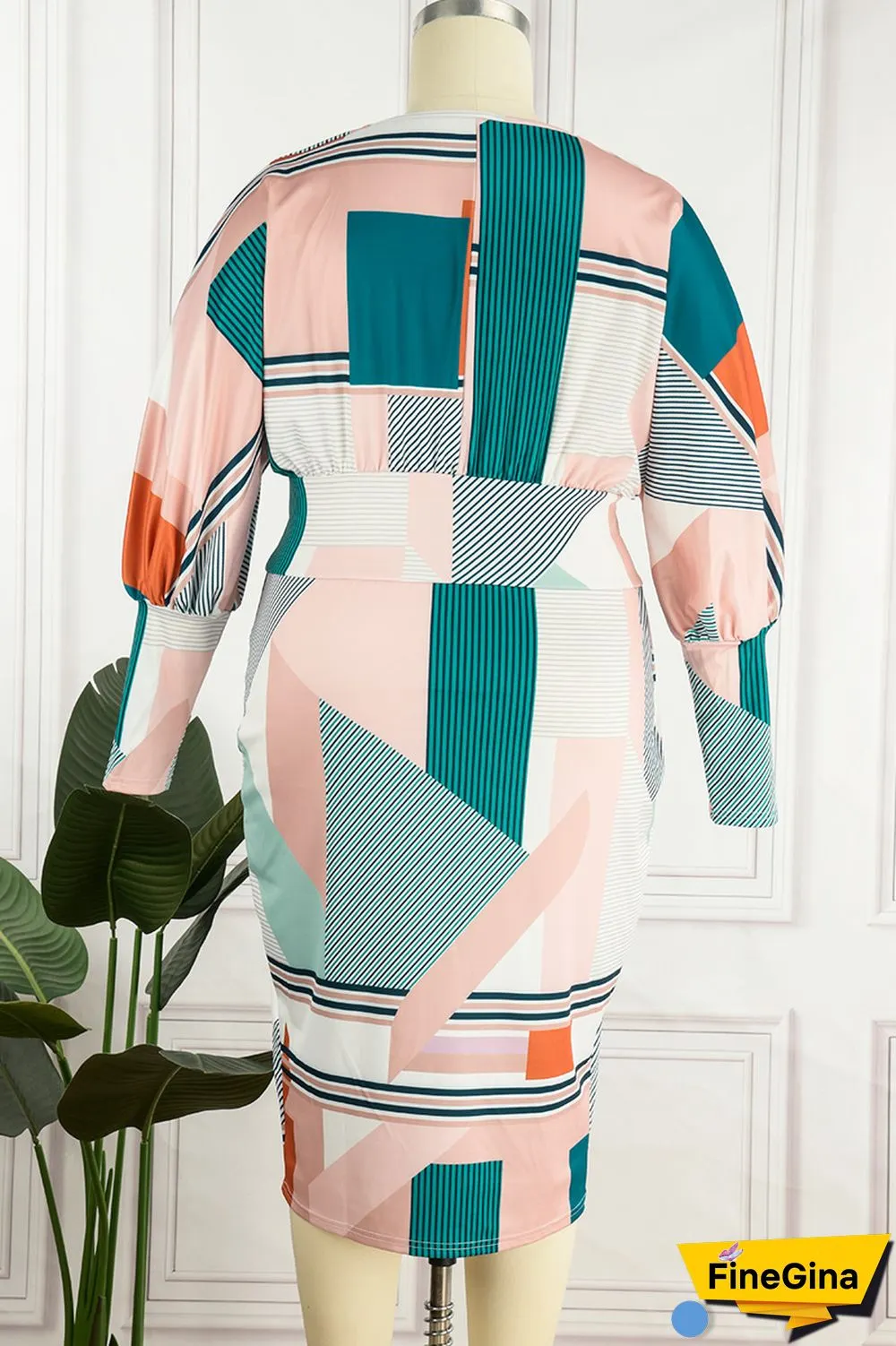 Apricot Sexy Casual Print Bandage Printing V Neck Wrapped Skirt Dresses