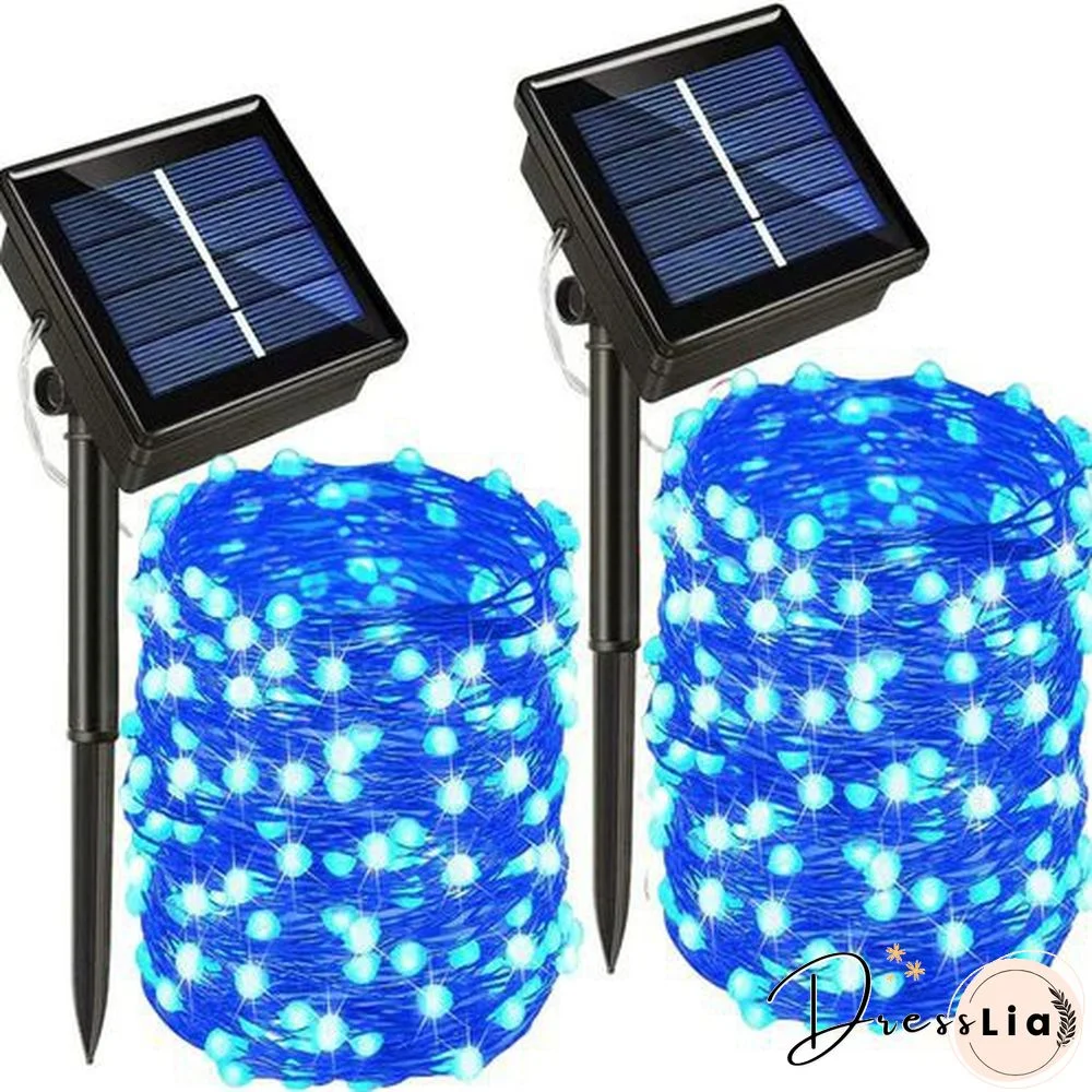 300/200/100/50/10 LED 9COLORS Creative Waterproof 8 Modes Solar Powered Copper Wire String Lights for Outdoor Indoor Home Garden Party Wedding Patio Tree Christmas Decoration