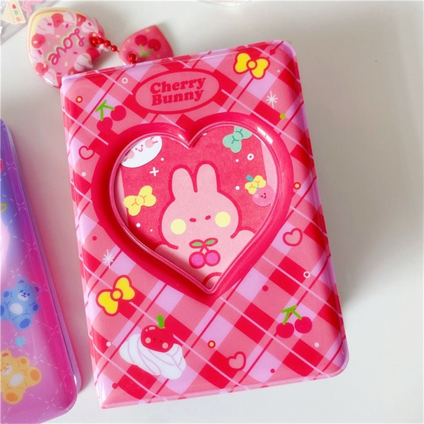 3 Inch Idol Photocard Photo Album 40 Pockets Cherry Bear Rabbit Kpop Stars Picture Storage Case PVC Photocard Card Holder Albums
